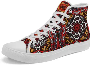 Bohemian High-Top Canvas Sneakers for Men Women – Breathable, Lightweight, Ethnic Casual Shoes with Durable Rubber Sole