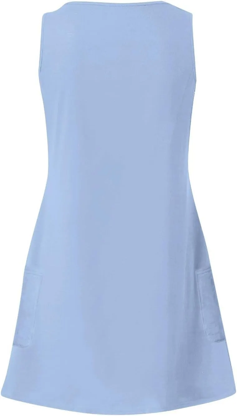 Boho Summer Dresses for Women 2024 Casual Loose Sleeveless Tunic Tank Dress Beach Coverup Sundresses Vacation Outfits