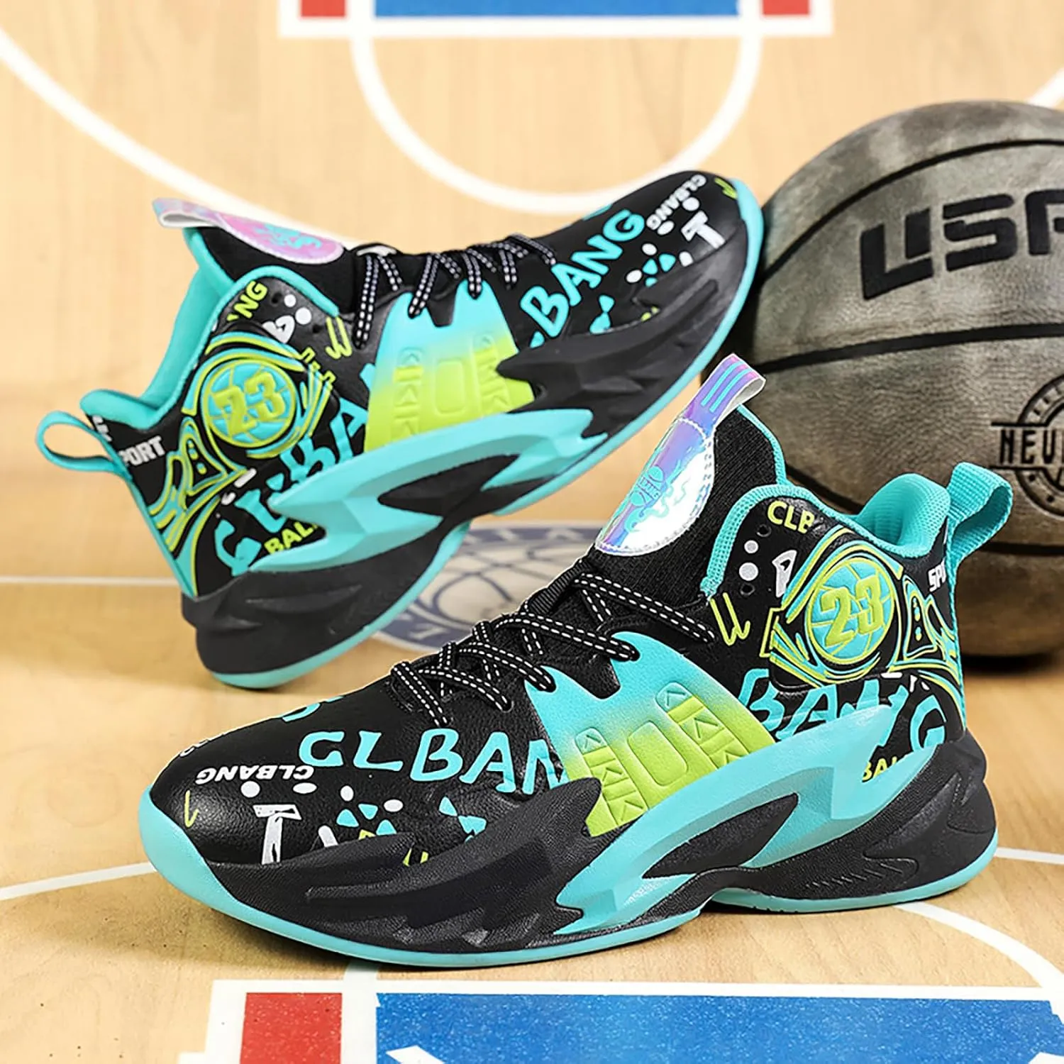 Boys Basketball Shoes Breathable Indoor Athletic Shoes Youth Outdoor Fashion Sneakers Comfortable Basketball Shoes for Girls