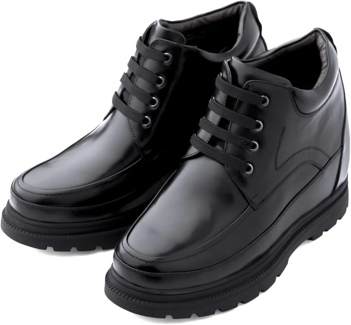 Calden Men's Invisible Height Increasing Elevator Shoes - Black Leather Lace-up High-top Boots with Extra Tall - 5.2 Inches Taller - K511615 - Size 9 D(M) US