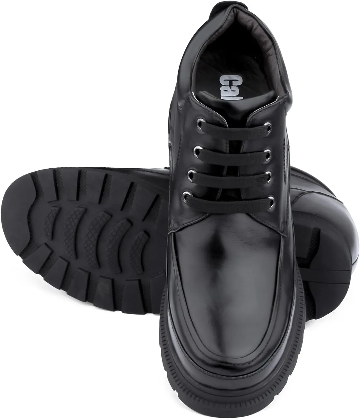 Calden Men's Invisible Height Increasing Elevator Shoes - Black Leather Lace-up High-top Boots with Extra Tall - 5.2 Inches Taller - K511615 - Size 9 D(M) US
