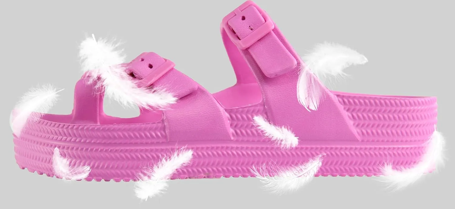 CAMVAVSR Womens Sandals with Arch Support - Comfortable Adjustable Buckles Beach Slides - Lightweight Summer Platform Sandal Chunky Cushioned