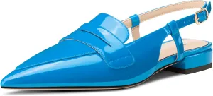 Castamere Slingback Flats for Women Close Pointed Toe Loafers Low Heel Slip-on Pumps Office Casual Dress Shoes 0.8 Inches Heels