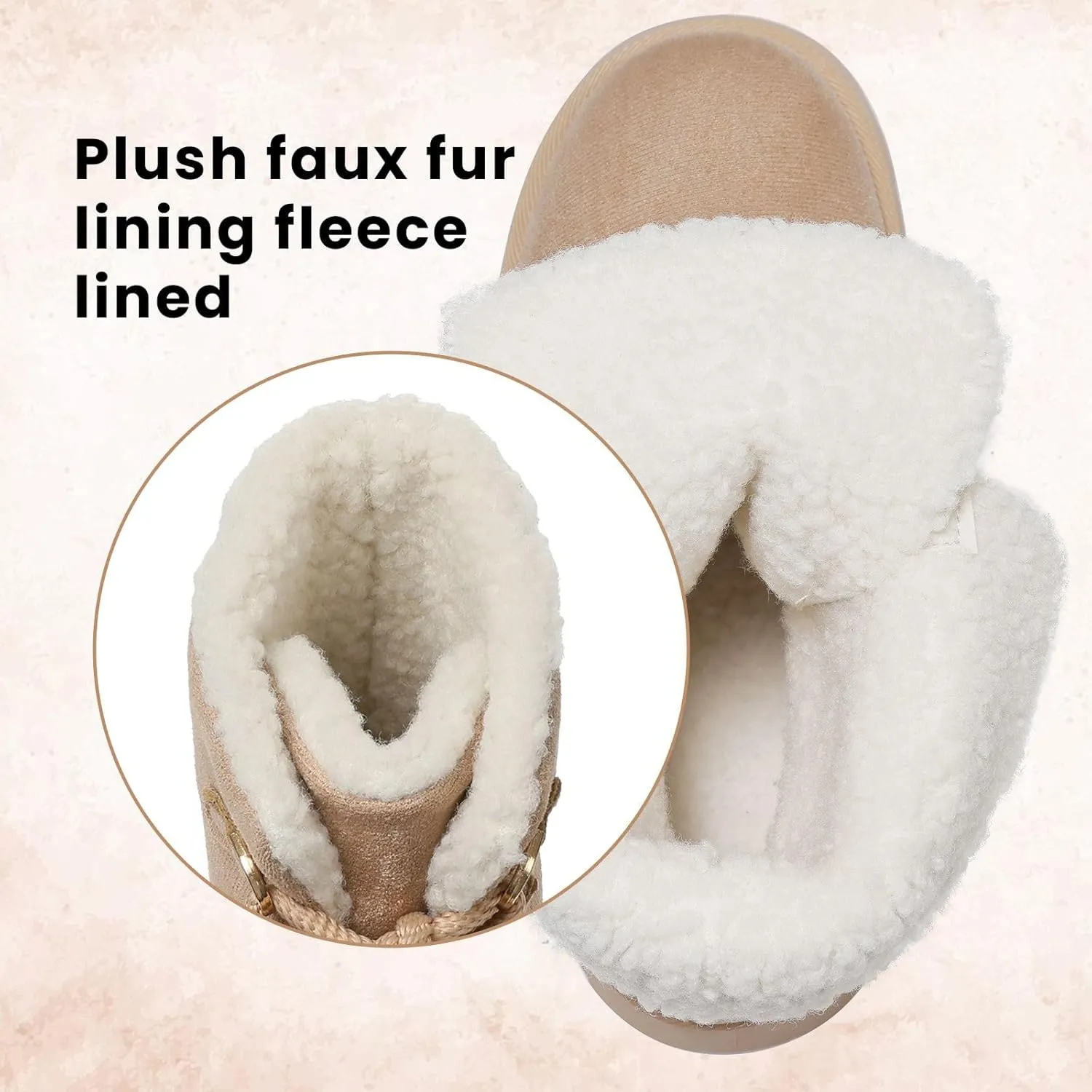 Celbreez Snow Boots Platform Boots Winter Boots for Women Mid Calf Lace up Women's Boot Cozy Boots Fleece Lined Boots Trending Shoes for Womens Warm Faux Fur Shoes