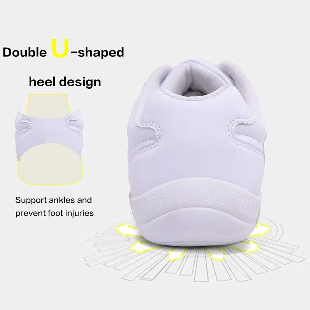 Cheer Shoes for Women White Cheerleading Athletic Dance Shoes Flats Girls Tennis Walking Sneakers