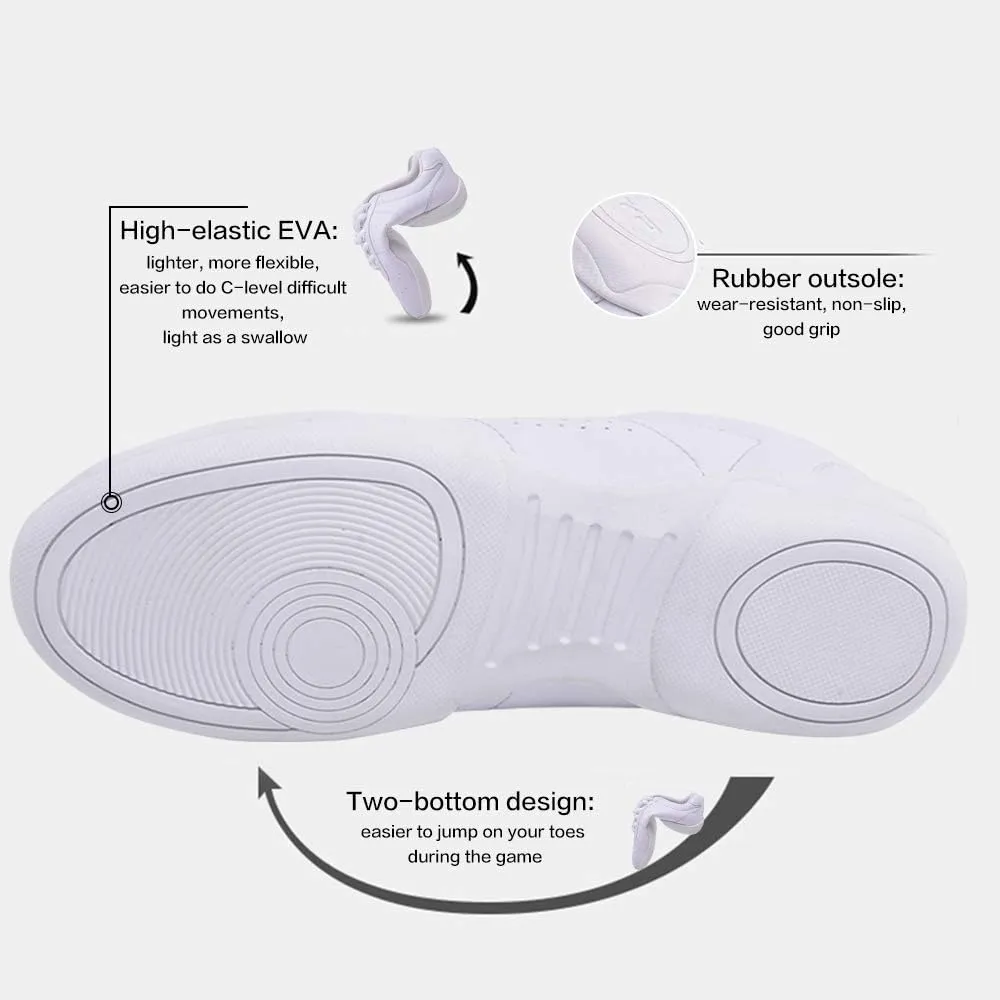 Cheer Shoes for Women White Cheerleading Athletic Dance Shoes Flats Girls Tennis Walking Sneakers
