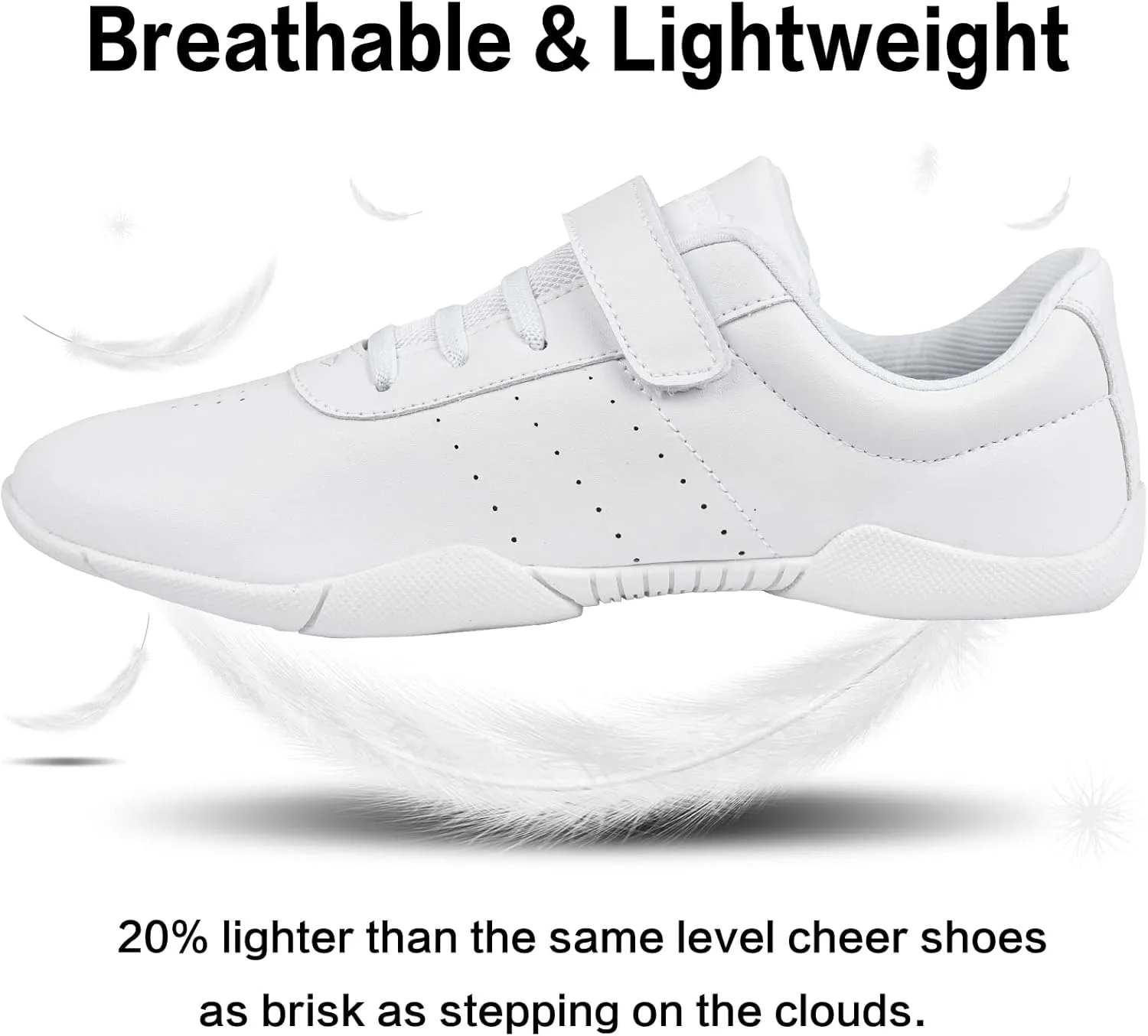 Cheer Shoes for Youth Girls White Cheerleading Athletic Dance Shoes Tennis Sneakers for Competition Sport Training