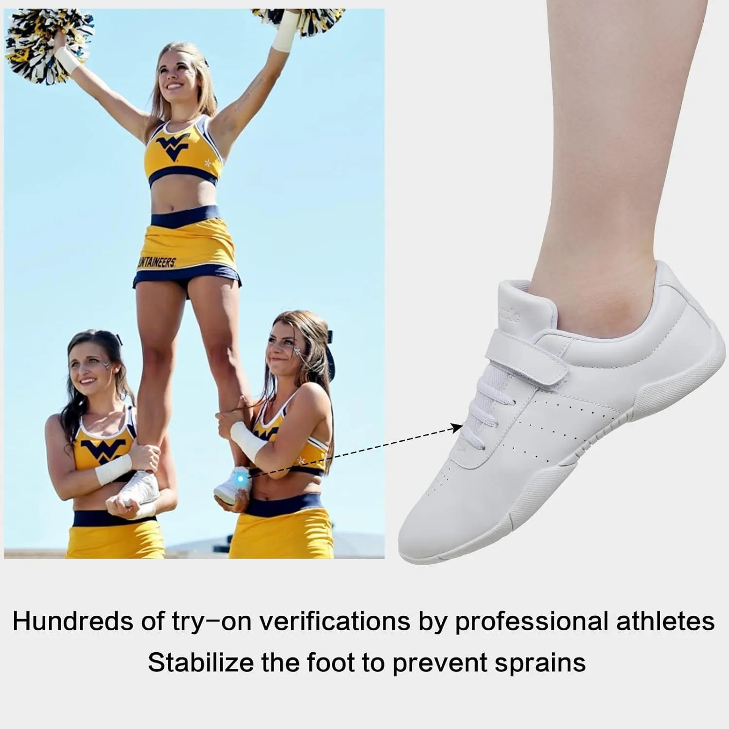 Cheer Shoes for Youth Girls White Cheerleading Athletic Dance Shoes Tennis Sneakers for Competition Sport Training