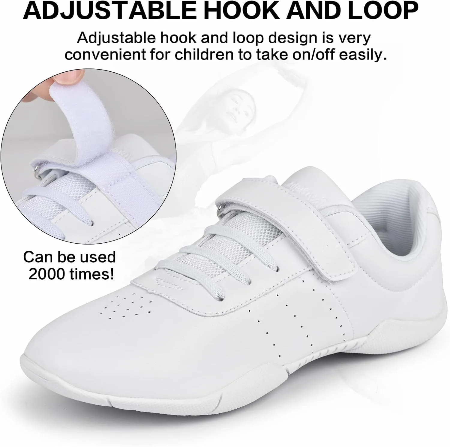 Cheer Shoes for Youth Girls White Cheerleading Athletic Dance Shoes Tennis Sneakers for Competition Sport Training