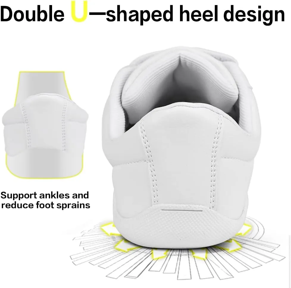 Cheer Shoes for Youth Girls White Cheerleading Athletic Dance Shoes Tennis Sneakers for Competition Sport Training
