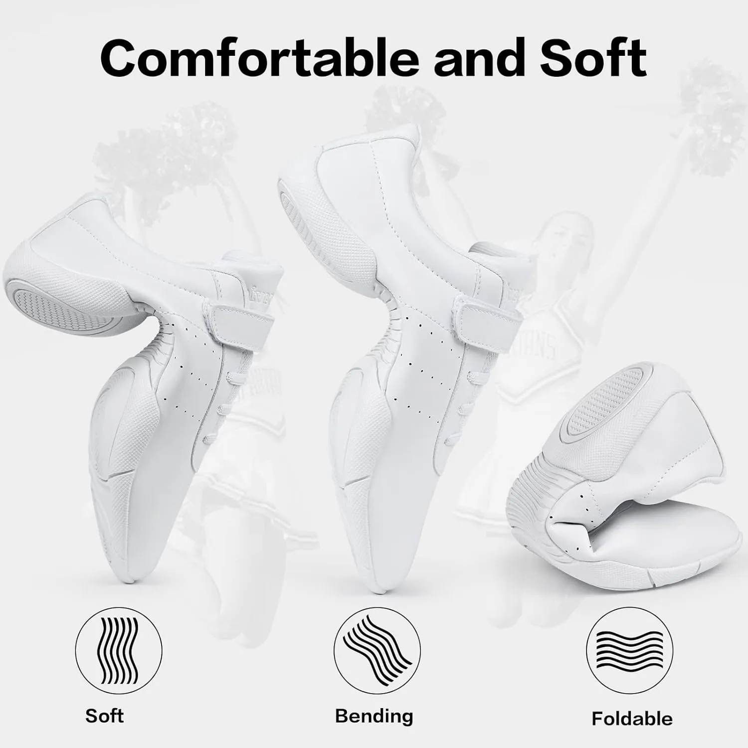 Cheer Shoes for Youth Girls White Cheerleading Athletic Dance Shoes Tennis Sneakers for Competition Sport Training