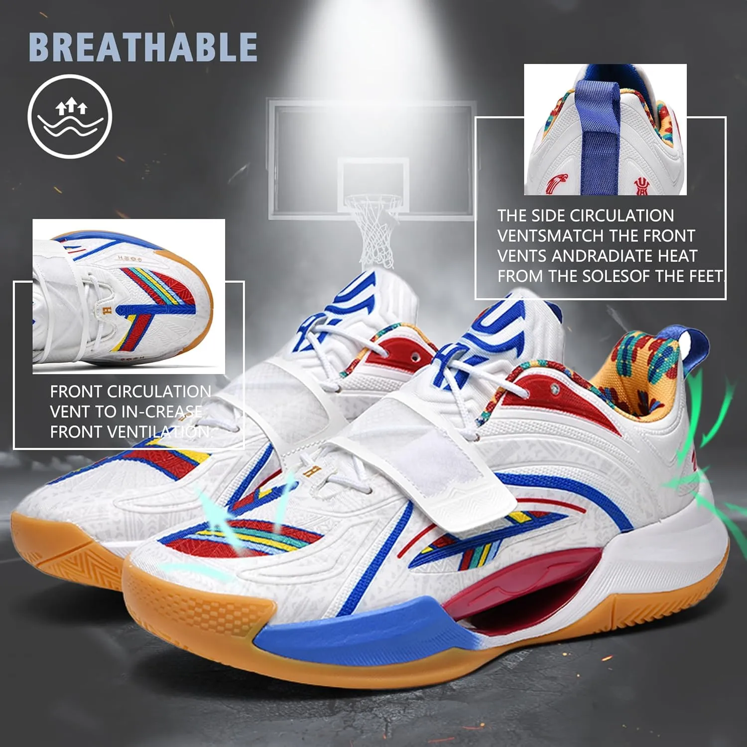 CJSPORX Men Women Basketball Shoes Breathable Non Slip Outdoor Fashion Sneakers