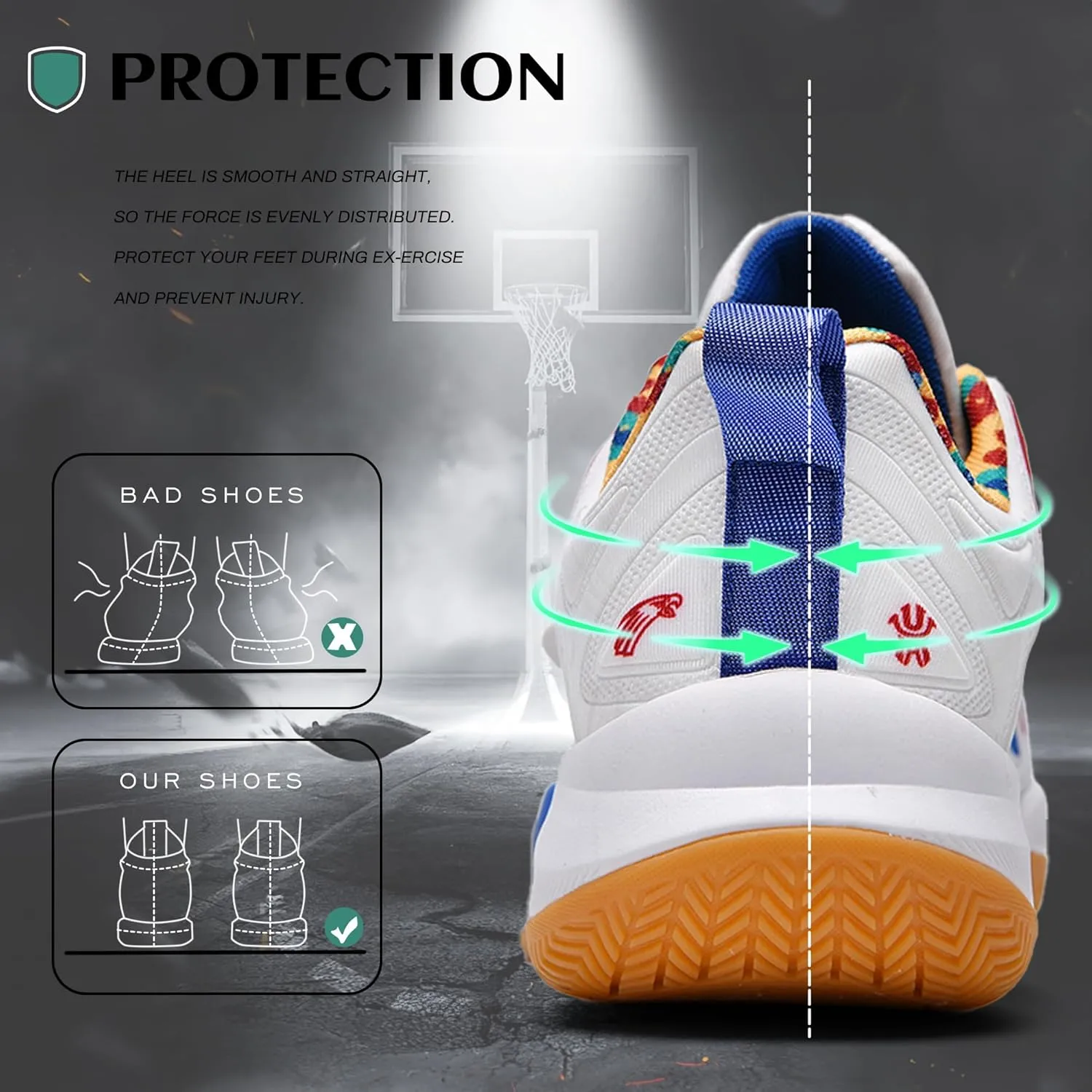 CJSPORX Men Women Basketball Shoes Breathable Non Slip Outdoor Fashion Sneakers
