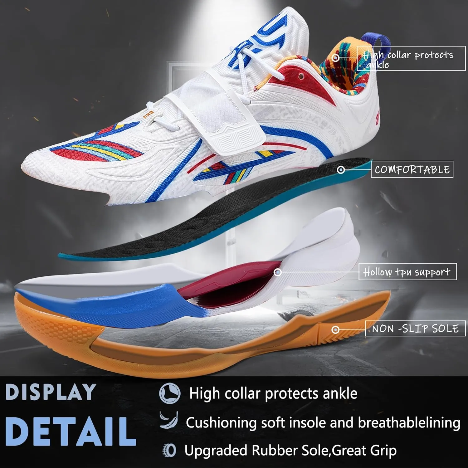 CJSPORX Men Women Basketball Shoes Breathable Non Slip Outdoor Fashion Sneakers