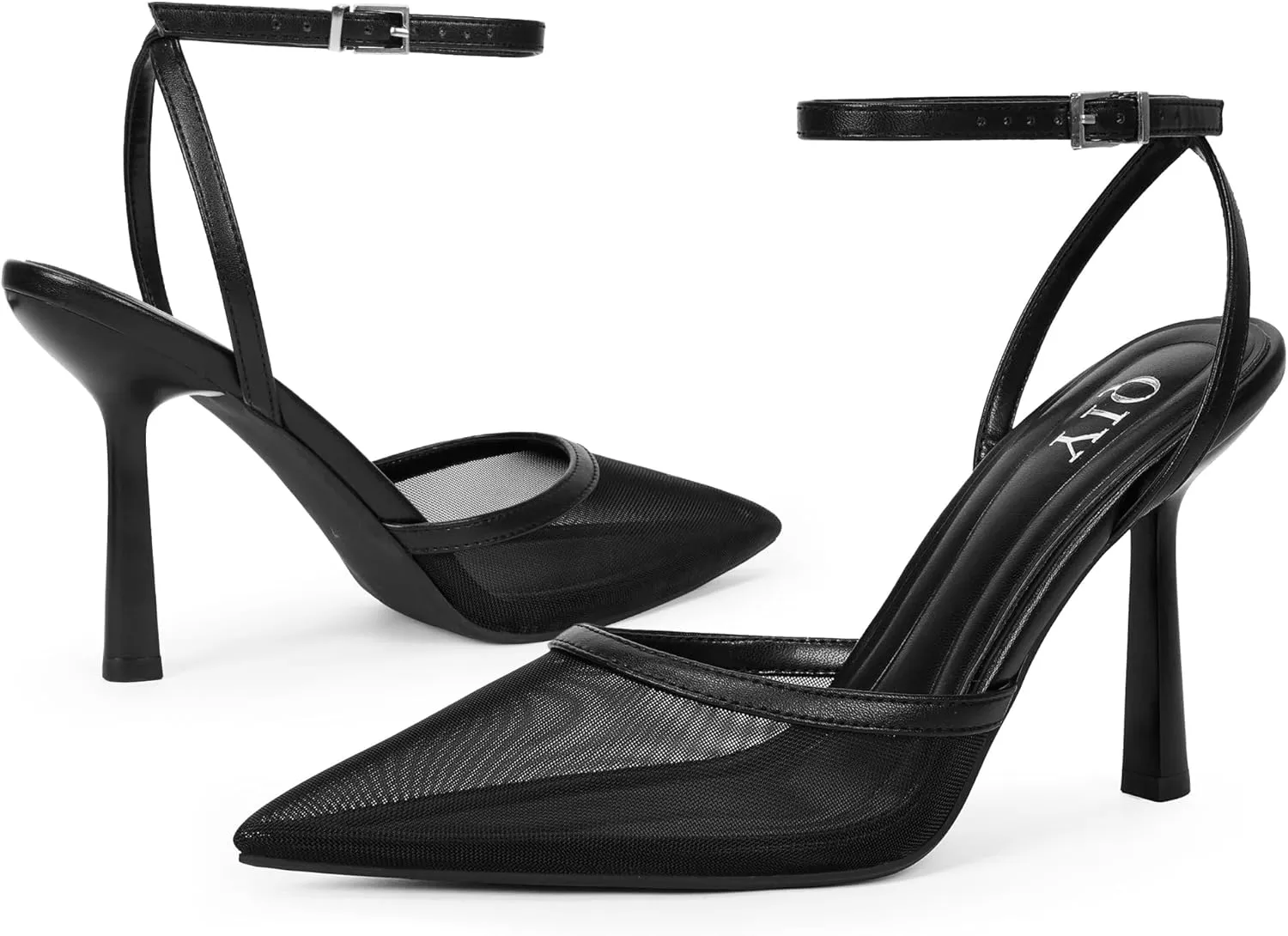 Closed Toe Ankle Strap Heels Women Pumps Pointed Toe Heeled Sandals for Women Stiletto Wedding Dress Shoes