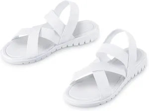 Collections Etc Women's Casual Criss Cross Summer Stretch Strap Sandals Black 11