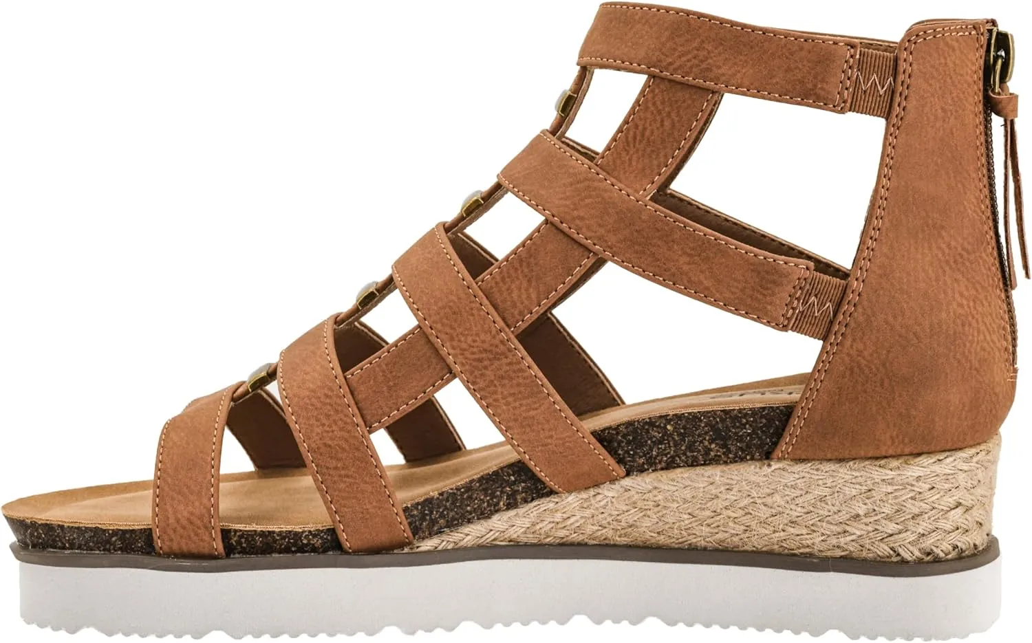 Corkys Footwear Hey Girl Women's Caged Animal Wedge Sandals - Featuring a 2-inch Heel, A Strappy Upper, Metal Accents, A Full Back Zip, and Comfortable Cushioned Insoles