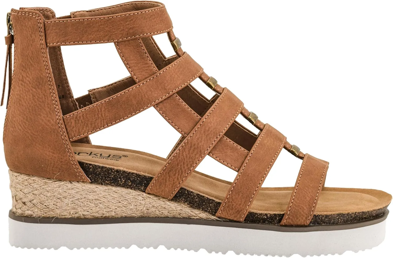 Corkys Footwear Hey Girl Women's Caged Animal Wedge Sandals - Featuring a 2-inch Heel, A Strappy Upper, Metal Accents, A Full Back Zip, and Comfortable Cushioned Insoles