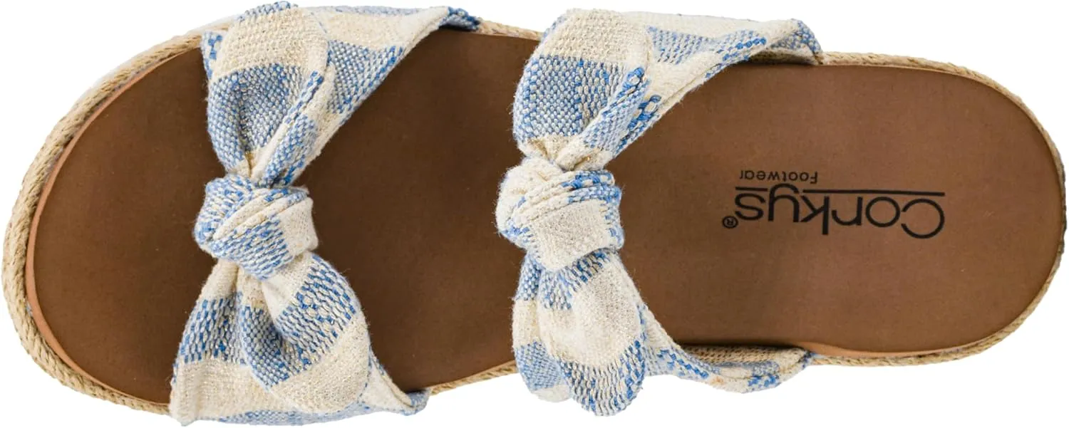 Corkys Footwear Women's Tie The Knot Wedge Sandal - 2.5 Inch Cushioned Wedge, Slip On Closure for Comfort & Style, Perfect for Casual & Dressy Outfits, All Day Wear