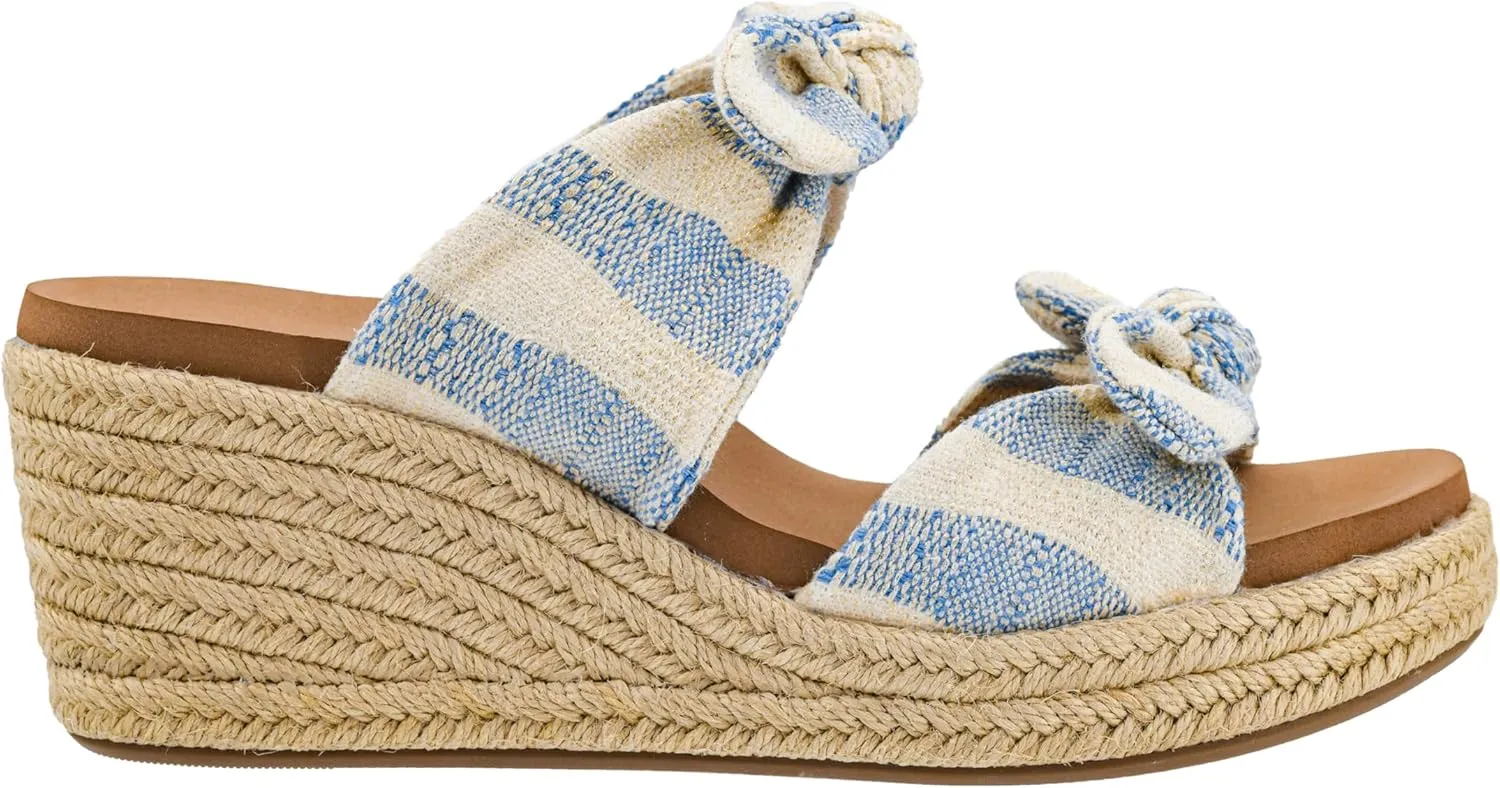 Corkys Footwear Women's Tie The Knot Wedge Sandal - 2.5 Inch Cushioned Wedge, Slip On Closure for Comfort & Style, Perfect for Casual & Dressy Outfits, All Day Wear