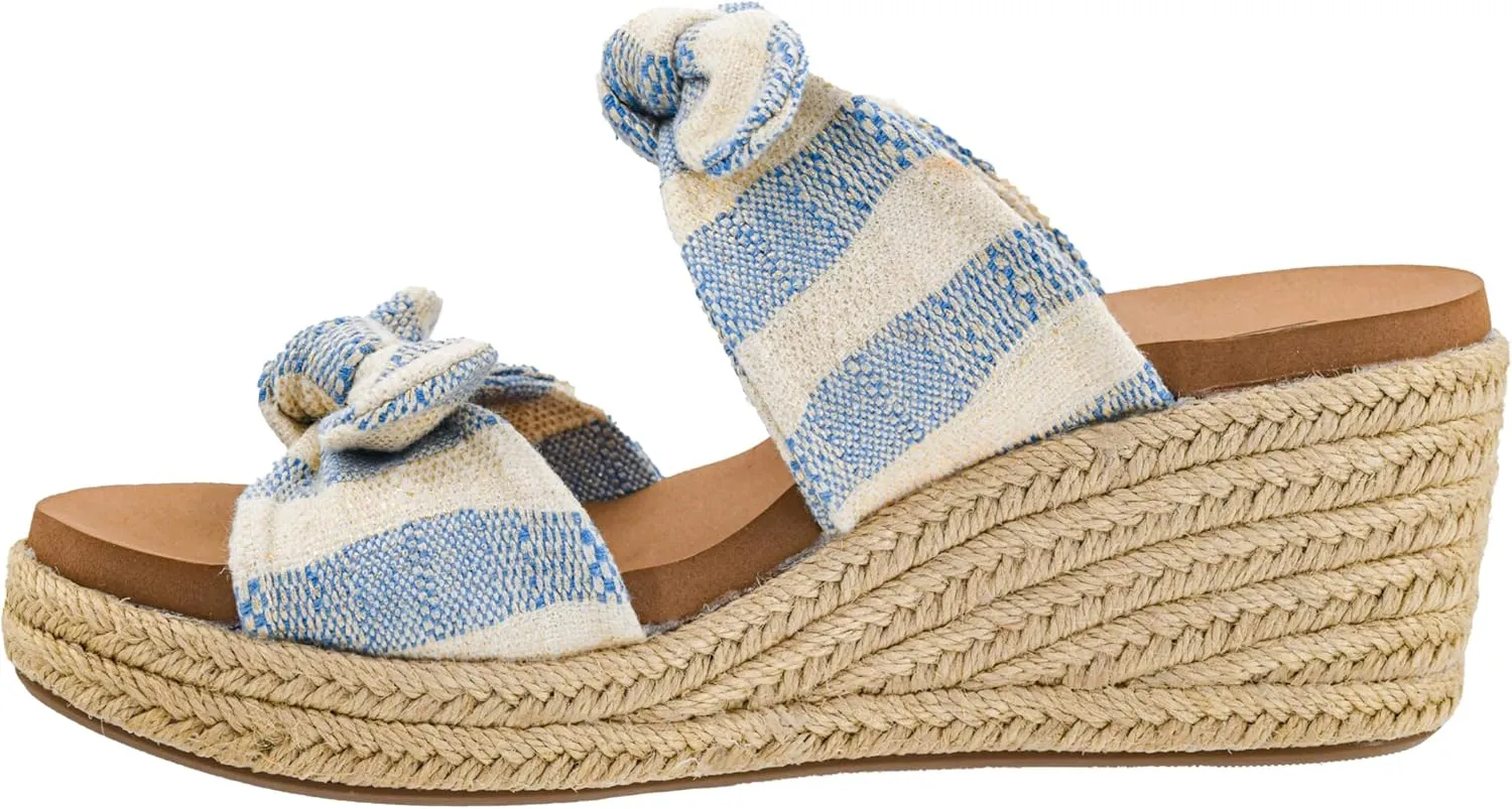 Corkys Footwear Women's Tie The Knot Wedge Sandal - 2.5 Inch Cushioned Wedge, Slip On Closure for Comfort & Style, Perfect for Casual & Dressy Outfits, All Day Wear