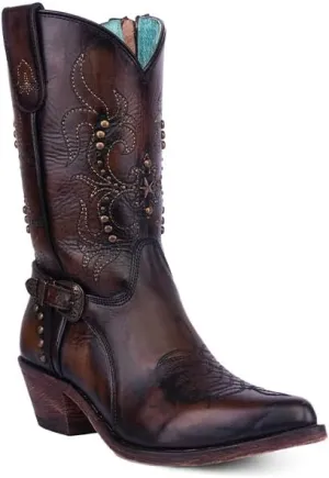 CORRAL LADIE'S BLACK/HONEY EMBROIDERY & STRAP POINTED TOE, CORRAL 43.8 X 34.8 X 11.0 SOLE,COWHIDE LEATHER, URBAN BOOT, F1347