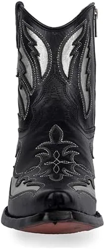 CORRAL LADIE'S BLACK/WHITE INLAY &EMBROIDERY ANKLE BOOT, CORRAL 43.8 X 34.8 X 11.0 SOLE,COWHIDE LEATHER, URBAN BOOT, F1361