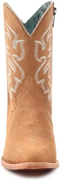 CORRAL LADIE'S CAMEL EMBROIDERY & ZIPPER ANKLE BOOT POINTED TOE, LEATHER SOLE, COWHIDE LEATHER, URBAN BOOTS, N0007