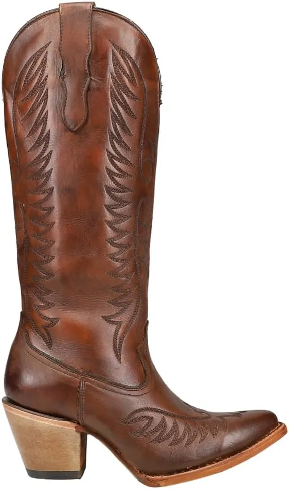 CORRAL LADIE'S ROSE EMBROIDERY TALL TOP, SNIP TOE, LEATHER SOLE, URBAN, E1447