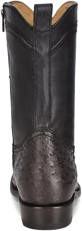 CORRAL MEN MN GREY OSTRICH EMBROIDERY & ZIPPER J TOE, J TOE, LEATHER Sole, 10" Shaft, OSTRICH/COWHIDE Leather, WESTERN BOOT, GREY C3885 Size
