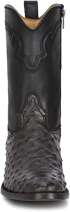 CORRAL MEN MN GREY OSTRICH EMBROIDERY & ZIPPER J TOE, J TOE, LEATHER Sole, 10" Shaft, OSTRICH/COWHIDE Leather, WESTERN BOOT, GREY C3885 Size