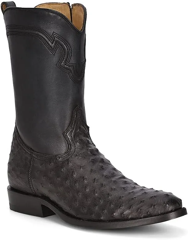 CORRAL MEN MN GREY OSTRICH EMBROIDERY & ZIPPER J TOE, J TOE, LEATHER Sole, 10" Shaft, OSTRICH/COWHIDE Leather, WESTERN BOOT, GREY C3885 Size