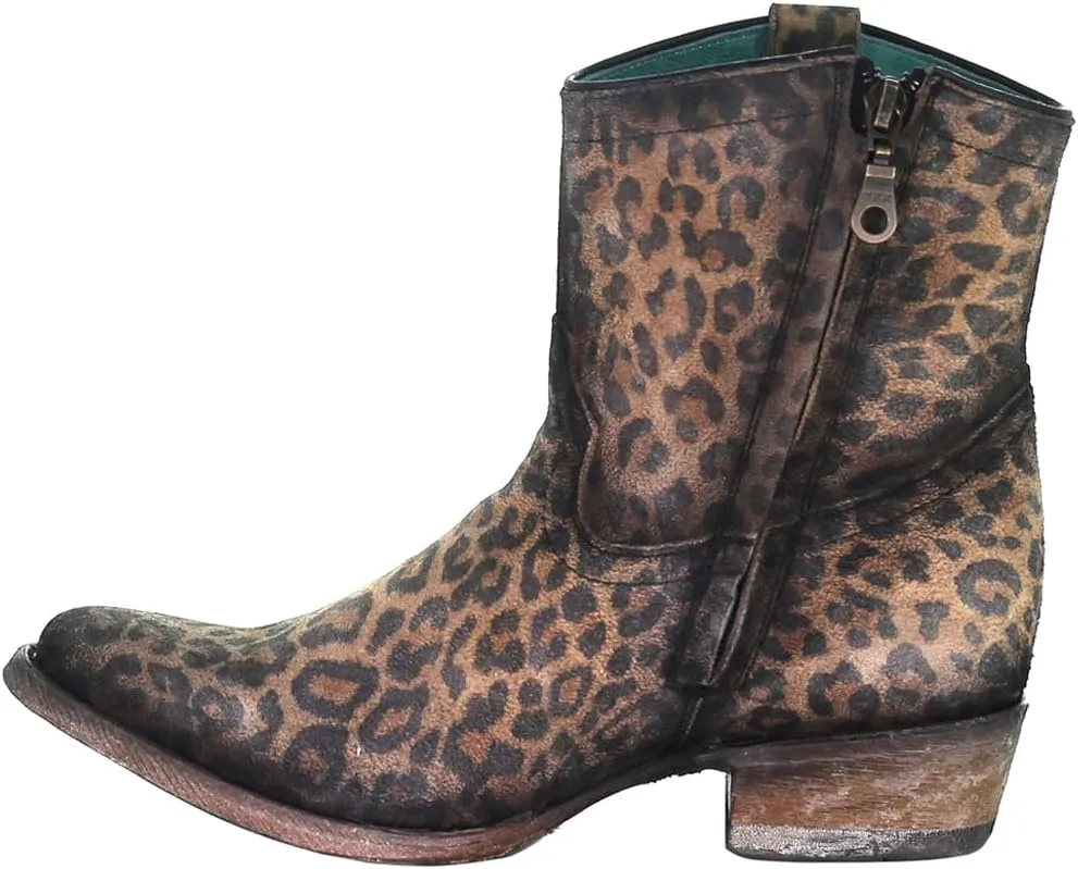 CORRAL Women's Leopard Print Fashion Booties with Round Toe