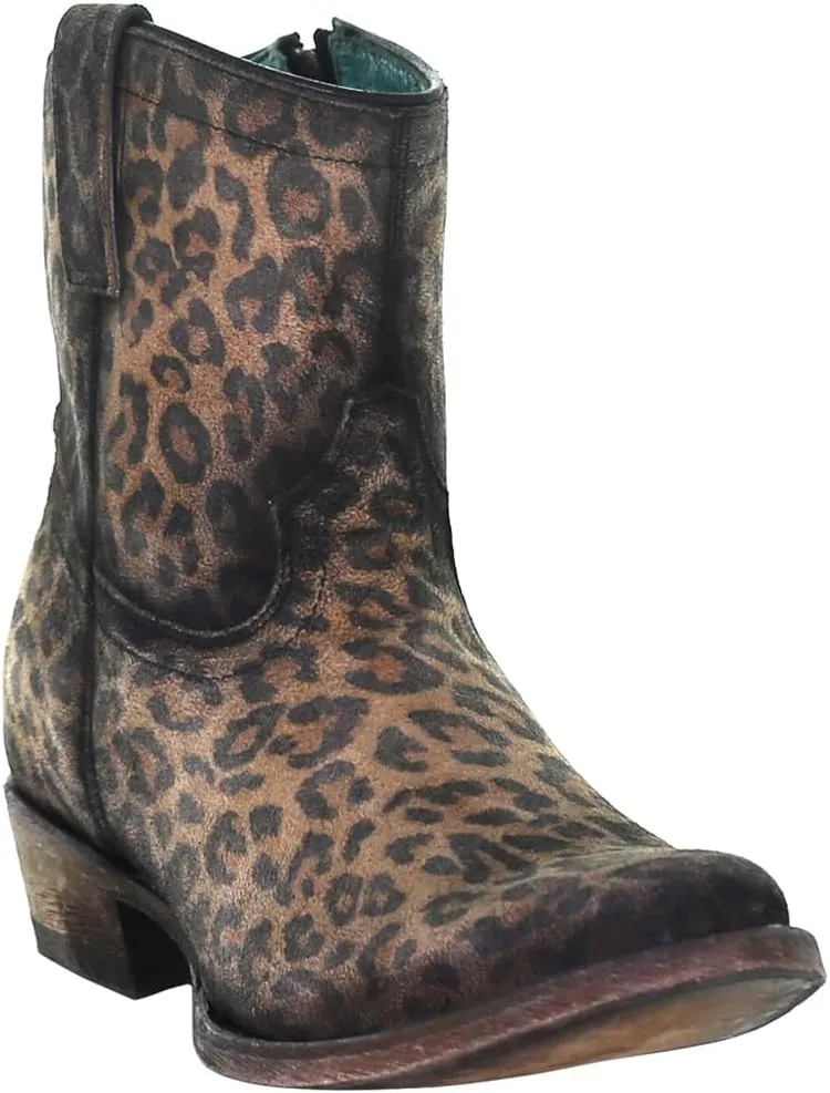CORRAL Women's Leopard Print Fashion Booties with Round Toe