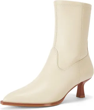 Coutgo Womens Pointed Toe Ankle Boots Stacked Kitten Low Heel Side Zipper Fall Booties Shoes