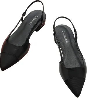 C.Paravano Women's Pointed Toe Slingback Flats | Comfort Heeled Sandals | Slip-On Flats | Perfect for Casual, Business, Party, Date