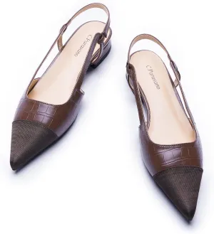 C.Paravano Women's Pointed Toe Slingback Flats | Comfort Heeled Sandals | Slip-On Flats | Perfect for Casual, Business, Party, Date
