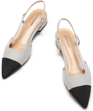 C.Paravano Women's Pointed Toe Slingback Flats | Comfort Heeled Sandals | Slip-On Flats | Perfect for Casual, Business, Party, Date