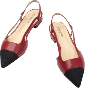 C.Paravano Women's Pointed Toe Slingback Flats | Comfort Heeled Sandals | Slip-On Flats | Perfect for Casual, Business, Party, Date