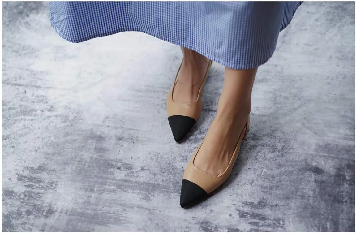 C.Paravano Women's Pointed Toe Slingback Flats | Comfort Heeled Sandals | Slip-On Flats | Perfect for Casual, Business, Party, Date