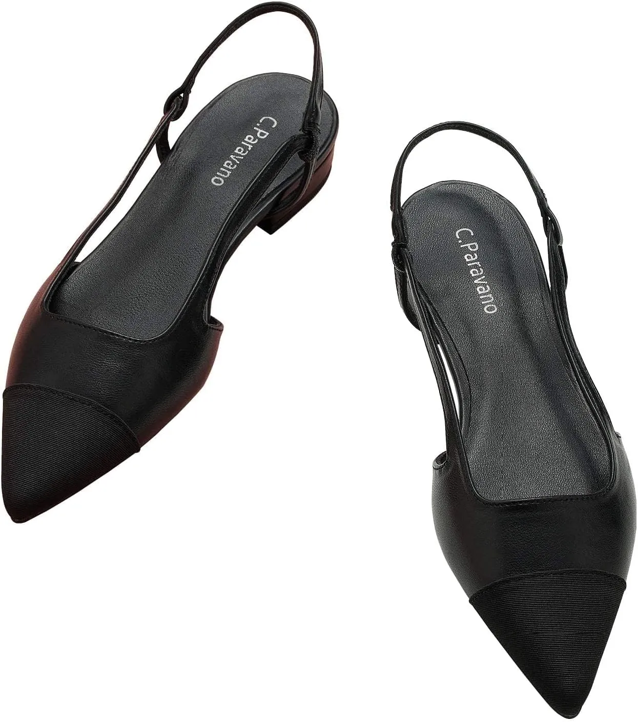 C.Paravano Women's Pointed Toe Slingback Flats | Comfort Heeled Sandals | Slip-On Flats | Perfect for Casual, Business, Party, Date