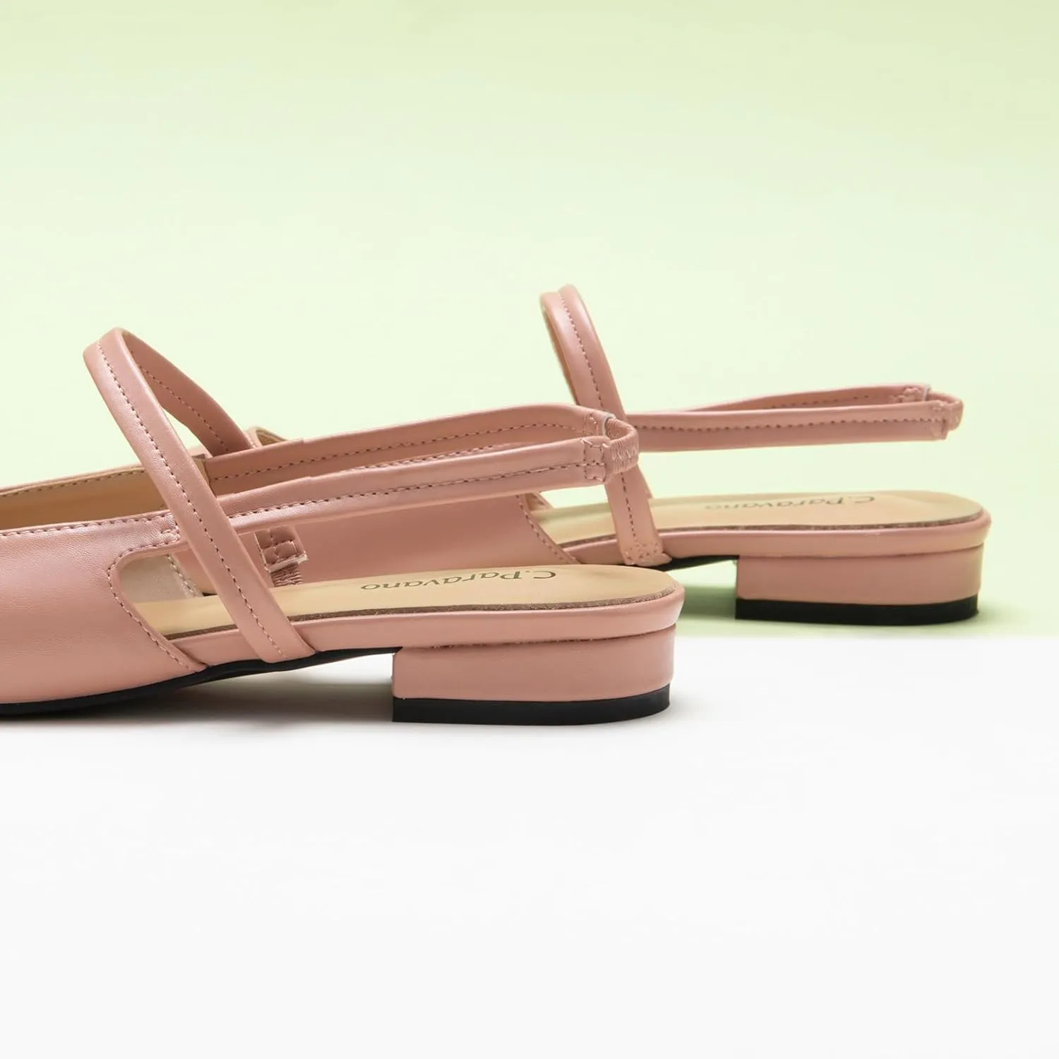 C.Paravano Women's Slingback Flats & Heels - Pointed Toe, Ankle Strap, Comfortable Leather Dress Shoes