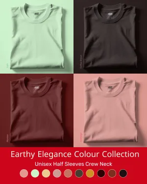 Crew Neck Solid Colour T-Shirts - Earthy Elegance Collection