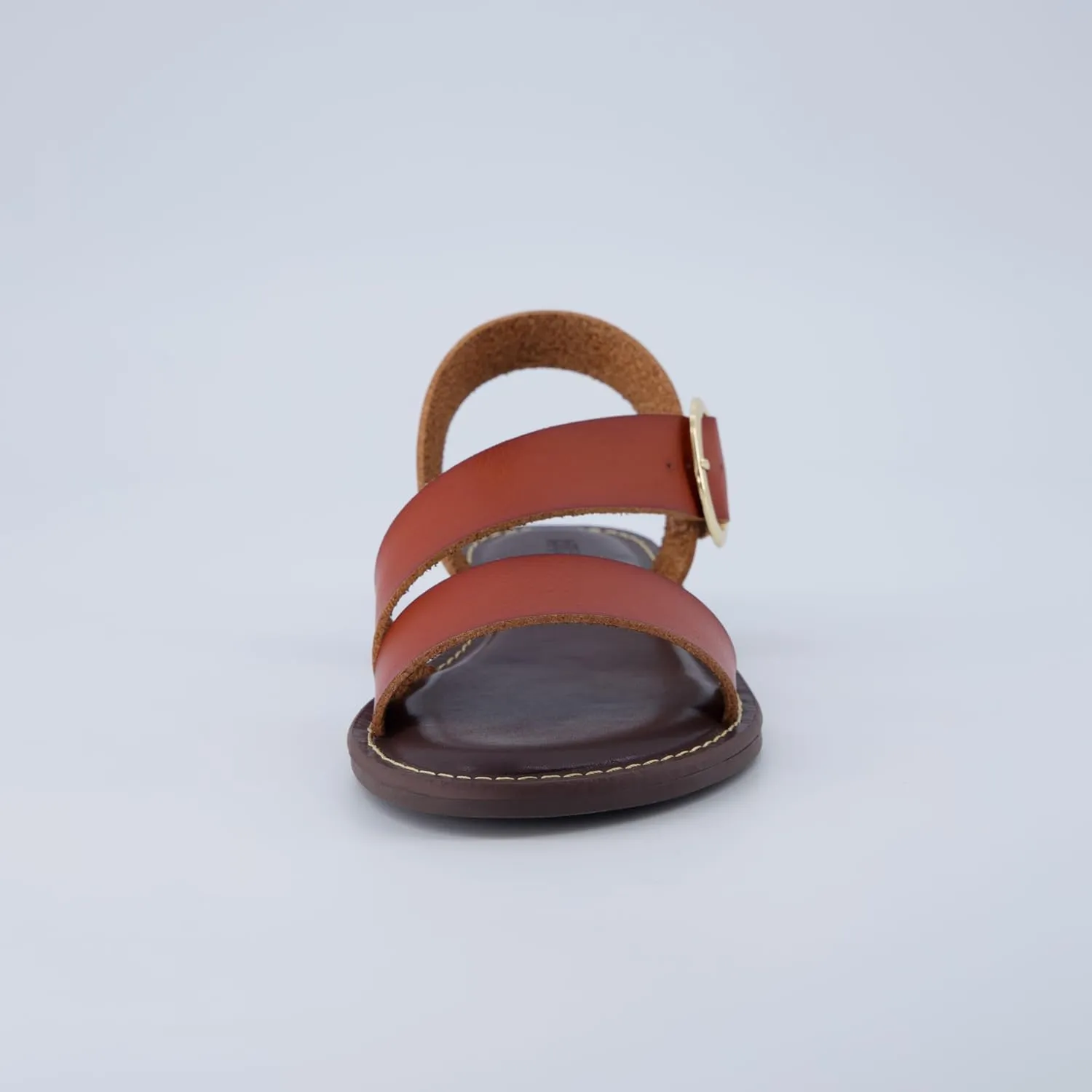 CUSHIONAIRE Lisbon Strappy Flat Sandals for Women 2025 with Adjustable Ankle Strap and Stylish Bold Buckle Accent Dressy Sandals