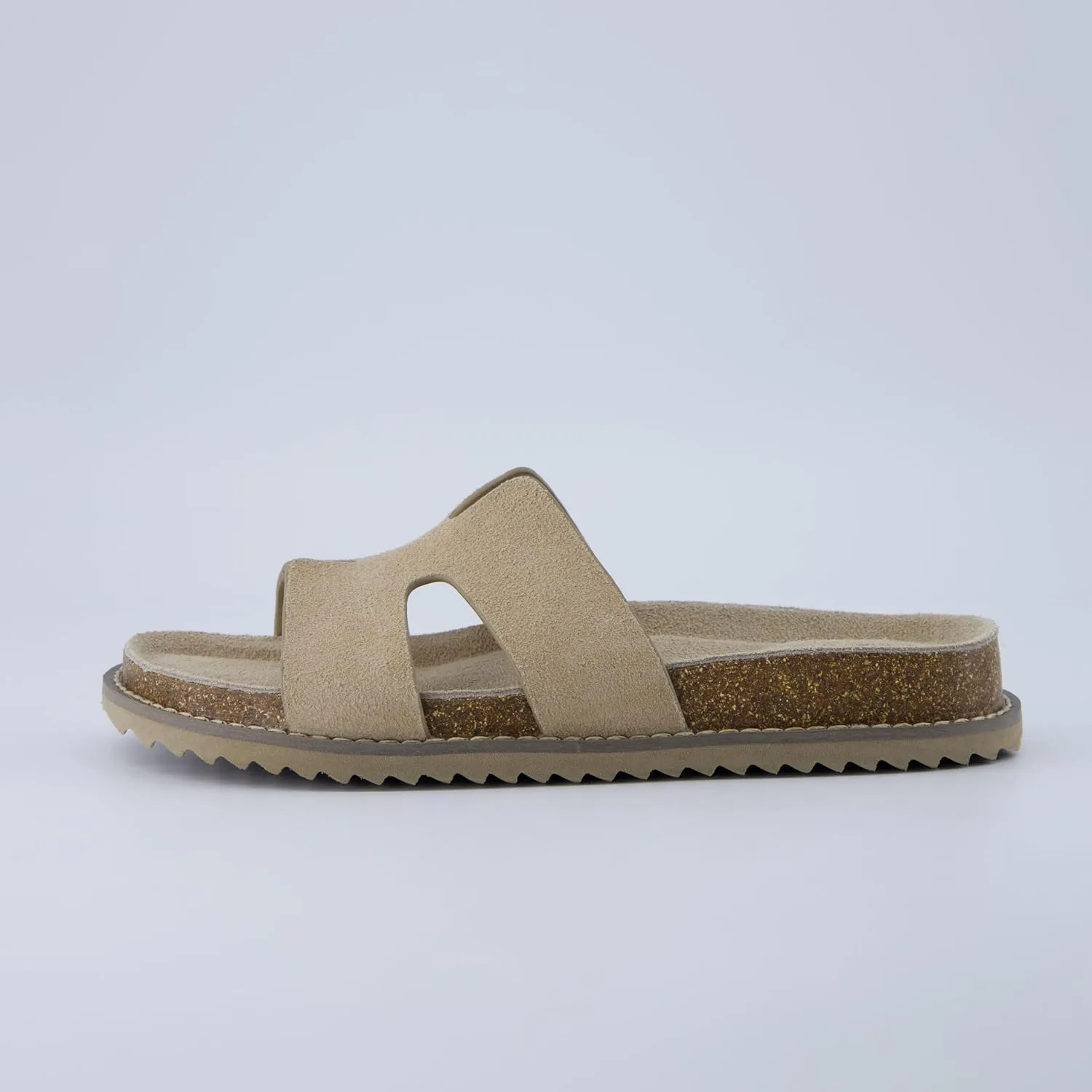 CUSHIONAIRE Wisdom Womens Sandals Cutout Strap Genuine Leather Slides – Slip On Cork Footbed Sandals for Women 2025