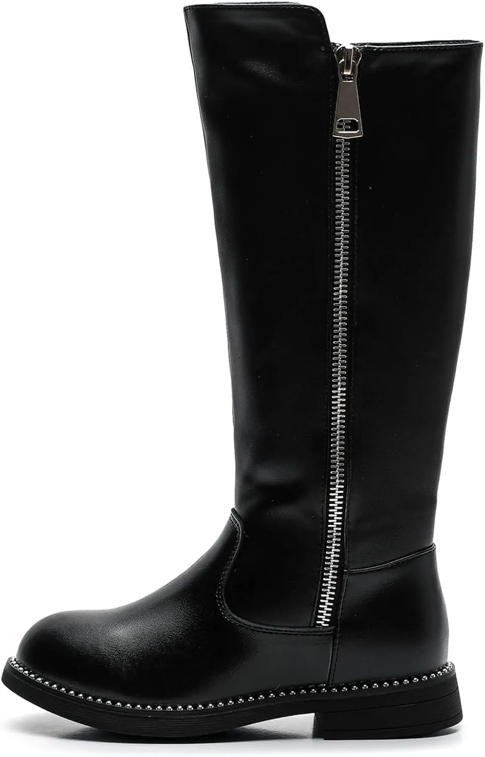 DADAWEN Girls Waterproof Leather Zipper Fur Lined Knee High Winter Riding Boots (Toddler/Little Kid/Big Kid)