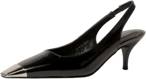 Divanne Slingback Pumps, Women's Pointed Toe Low Heel Sandals Slingback Strap Kitten Heel Pumps Evening Party Wedding Shoes