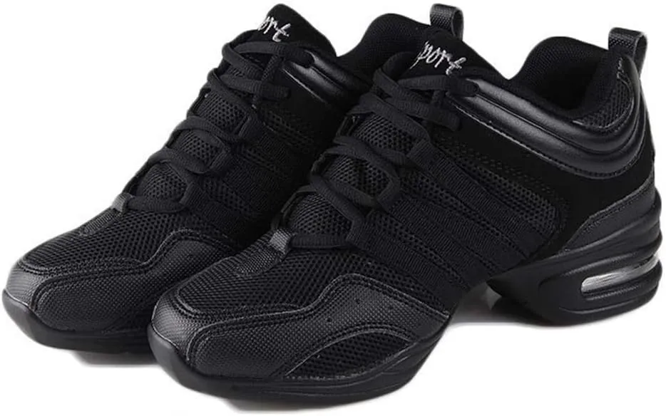 DKZSYIM Men and Women's Modern Dance Sneakers Lace-up Breathable Ballroom Performance Practice Dancing Sneakers,Model T01