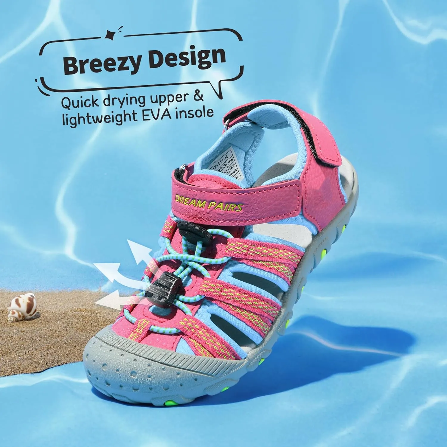 DREAM PAIRS Boys Girls Summer Outdoor Athletic Sport Sandals Hiking Beach Casual Closed Toe Adjustable Multicolor for Toddler/Little/Big Kids