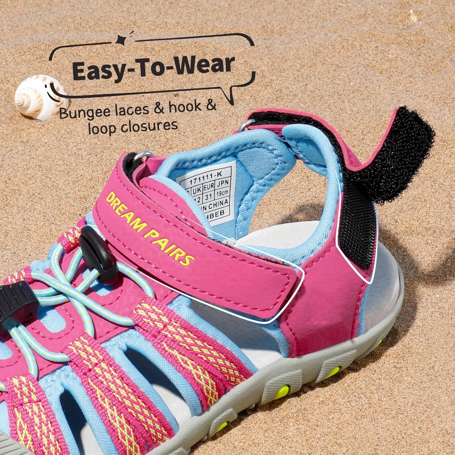 DREAM PAIRS Boys Girls Summer Outdoor Athletic Sport Sandals Hiking Beach Casual Closed Toe Adjustable Multicolor for Toddler/Little/Big Kids